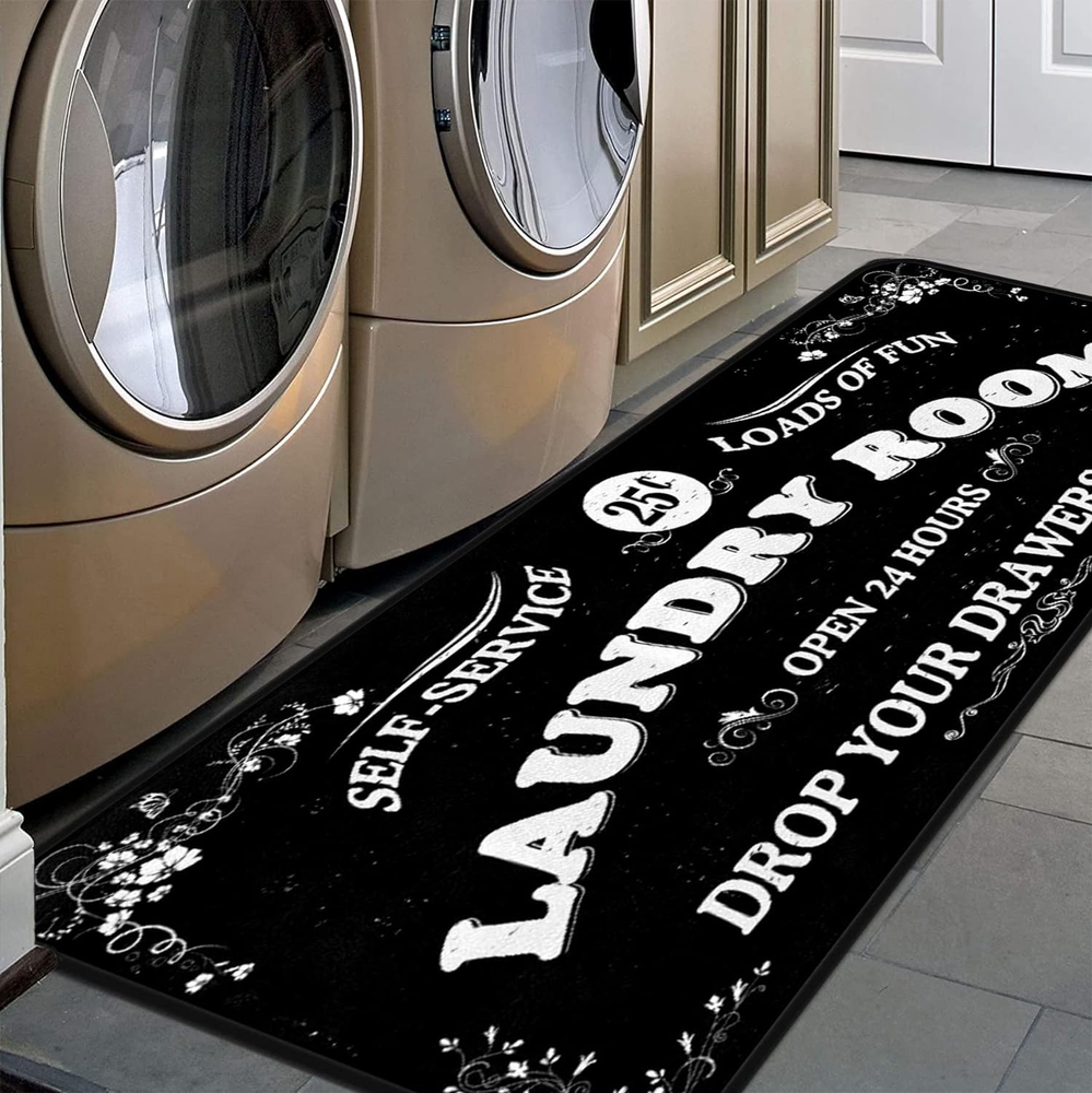 Farmhouse Laundry Room Rug Runner Non-Slip Washable Durable Soft Area Rug  