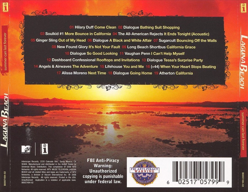 VARIOUS ARTISTS MTV PRESENTS LAGUNA BEACH: SUMMER CAN LAST FOREVER NEW CD