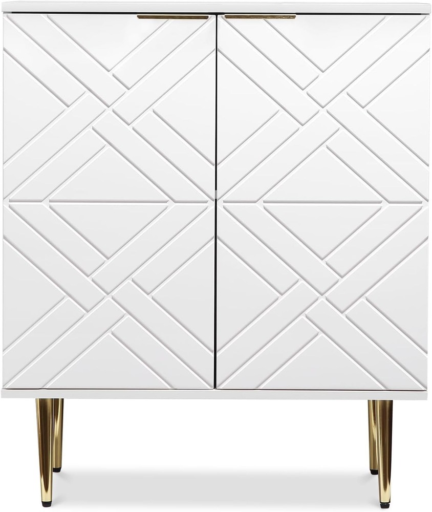 Modern 2-Door Storage Cabinet with Decorative Embossed Sideboard