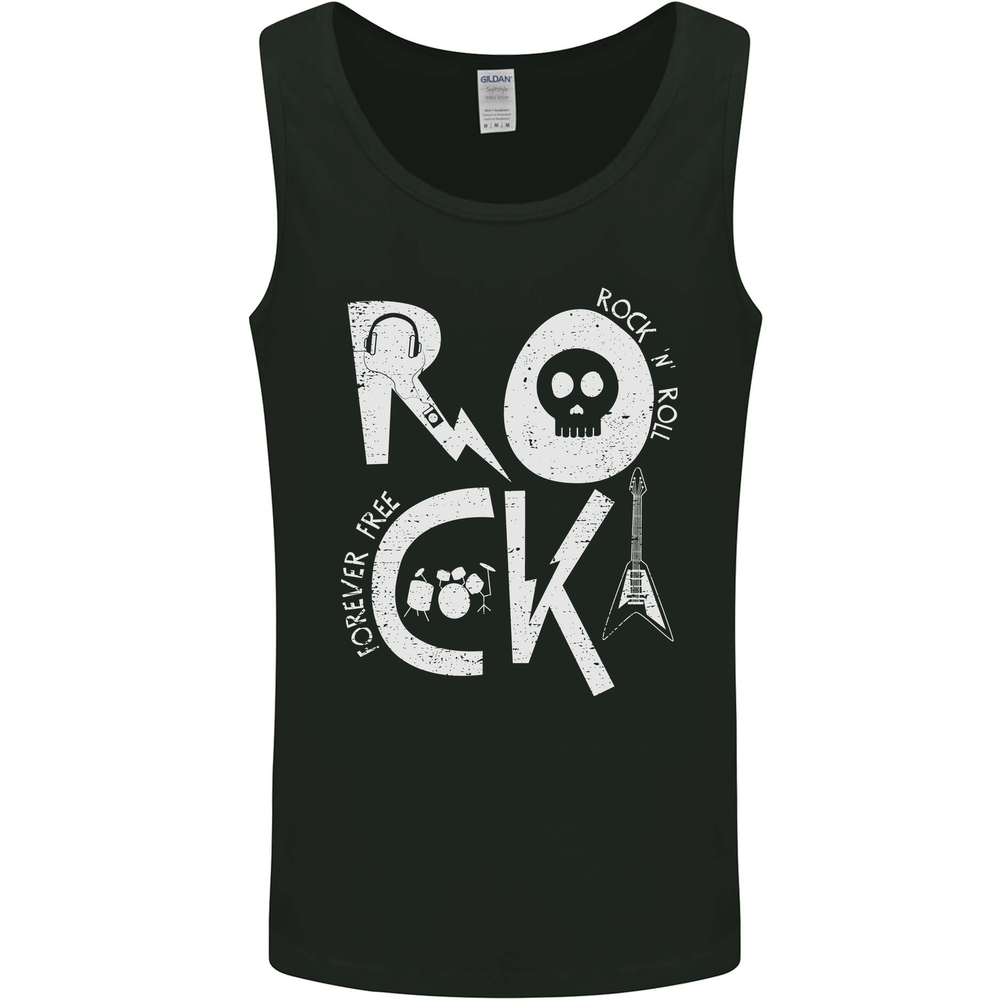 Rock Music Symbols Guitar Skull Mens Vest Tank Top