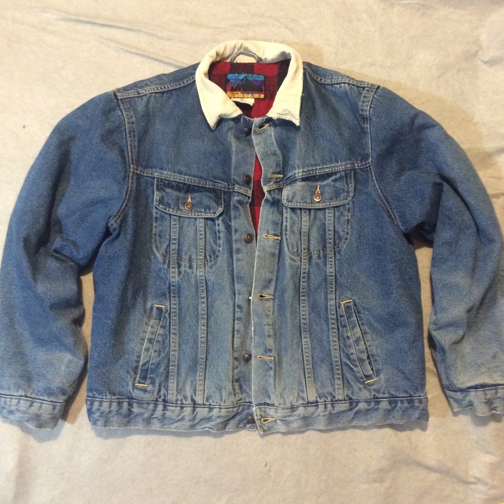 Black Canyon Denim Trucker Jacket Mens Sz 2XL Flannel Lined  Blue Jean Biker