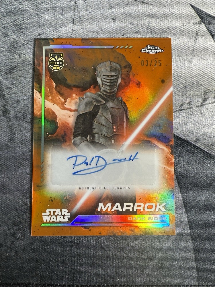 2024 Topps Chrome Star Wars Marrok Paul Darnell Debut Auto Orange Ref. # 3/25