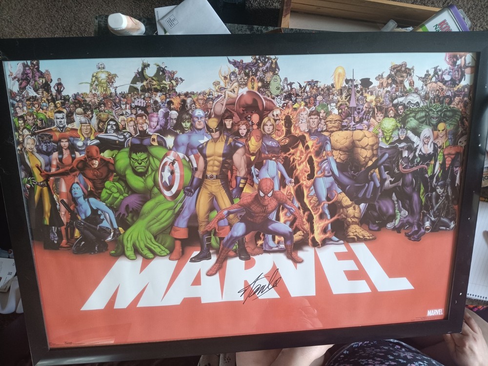 Framed Marvel Poster signed From THE Stan Lee