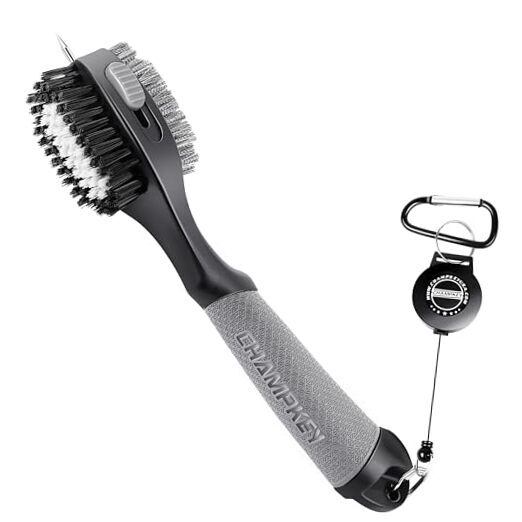 Premium Polyurethane Golf Club Brush - Retractable Groove Cleaner Golf Gray