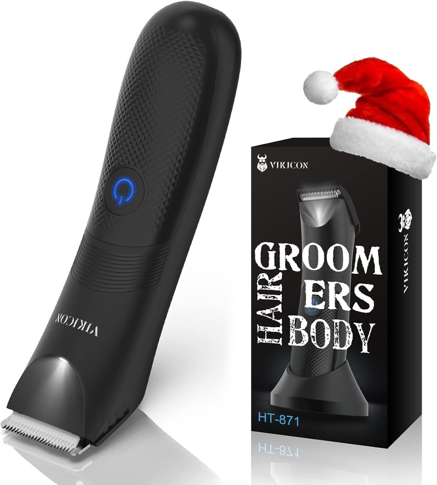 IPX7 Waterproof Manscape Trimmer with LED Light & Ceramic Blade for Men