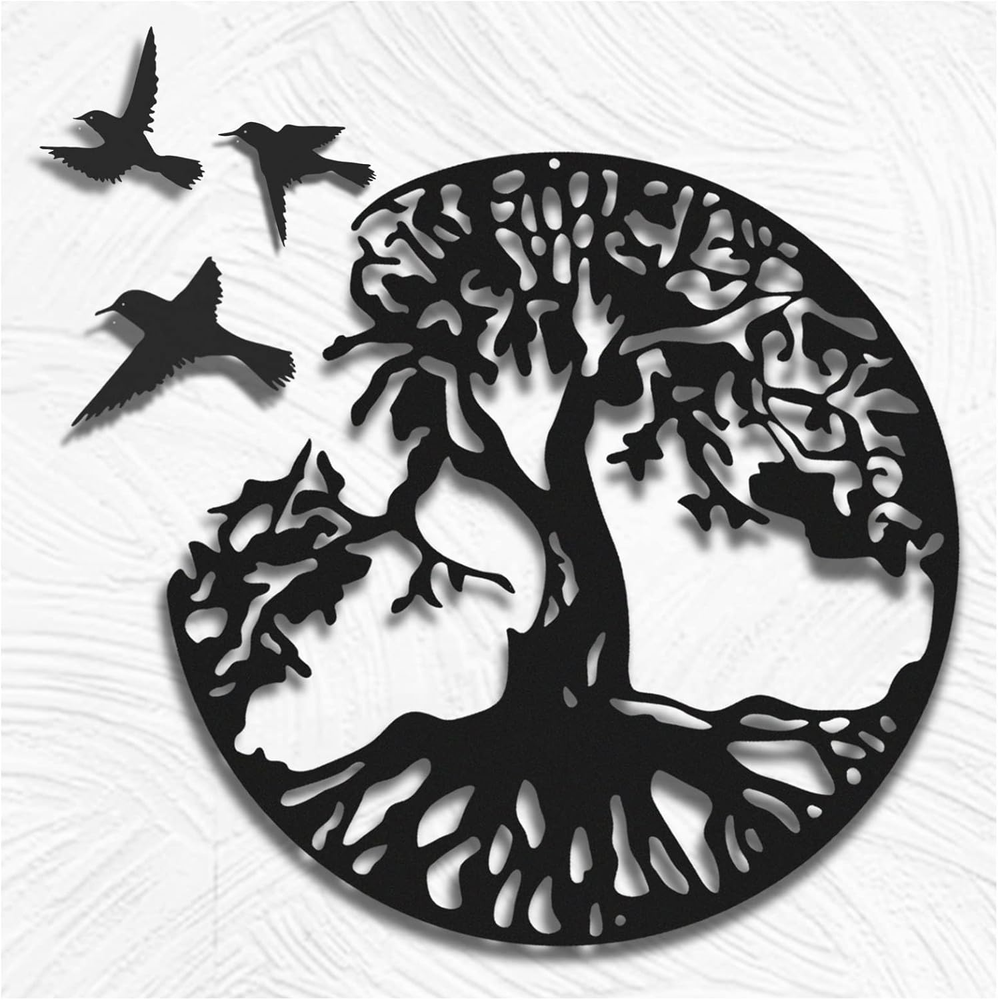 Tree of Life Metal Wall Art, 4PCS Tree of Life and Birds of Peace Wall Plaque De