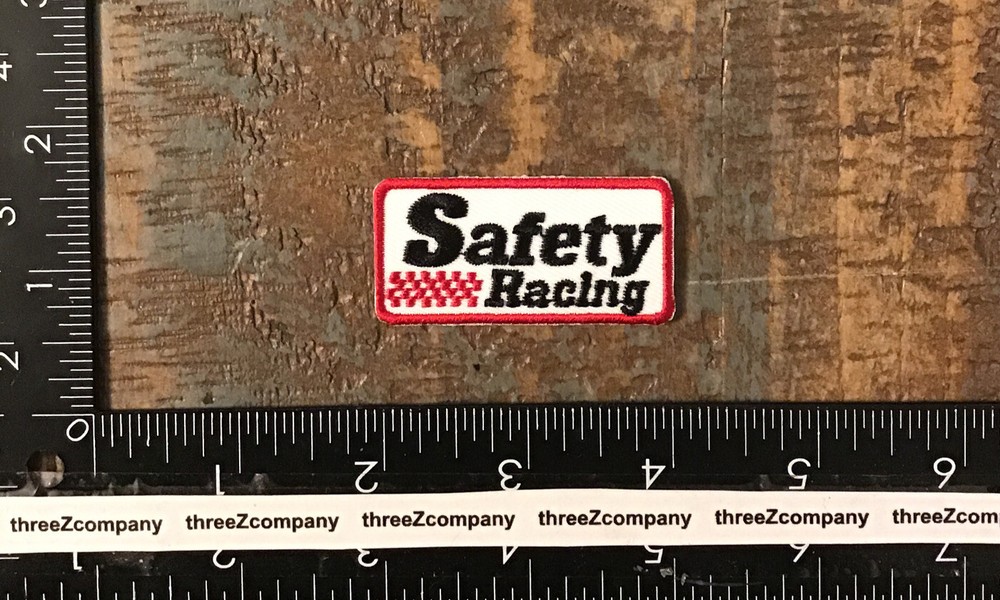 Vintage SAFETY RACING Car Races Company Logo Sew-On Patch Twill