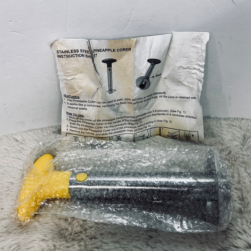 Stainless Steel Pineapple Corer Slicer Peeler Kitchen Tool Yellow Handle