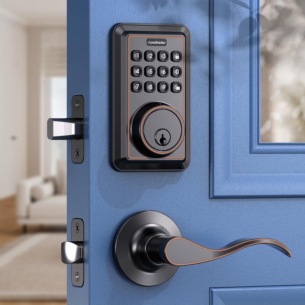 Smart Keyless Entry Door Lock with 2 Lever Handles & Electronic Keypad Deadbolt