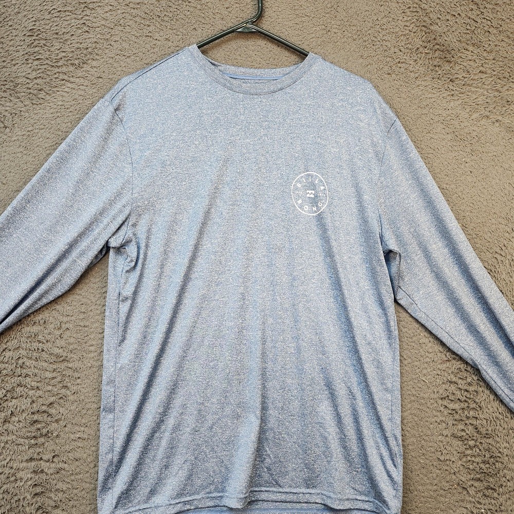 Billabong Shirt Mens Large Heather Blue Long Sleeve UPF 50+ UV Surf Loose Fit