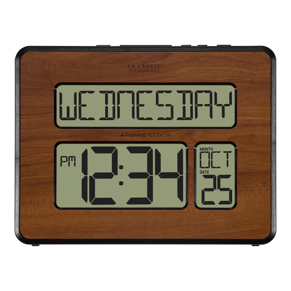 La Crosse Technology Atomic Digital Calendar Clock - Black/Brown (513-1419-WA-INT)