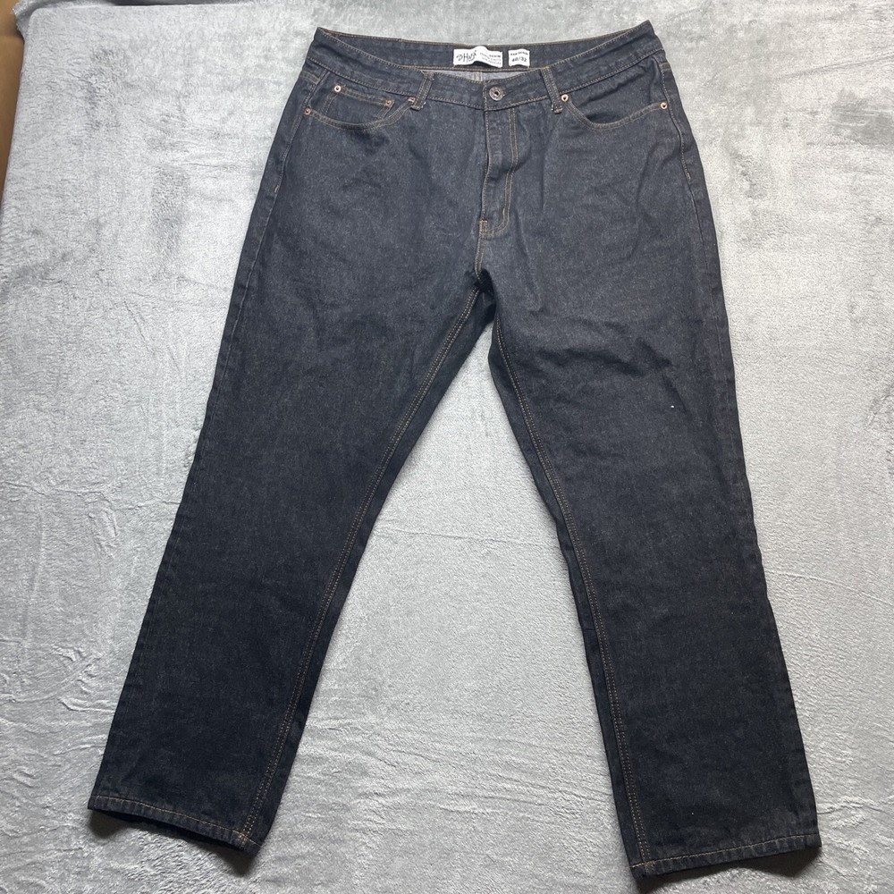 Shaka Wear Men's 40x32 Black Raw Denim Grunge Baggy Jeans Y2K Style