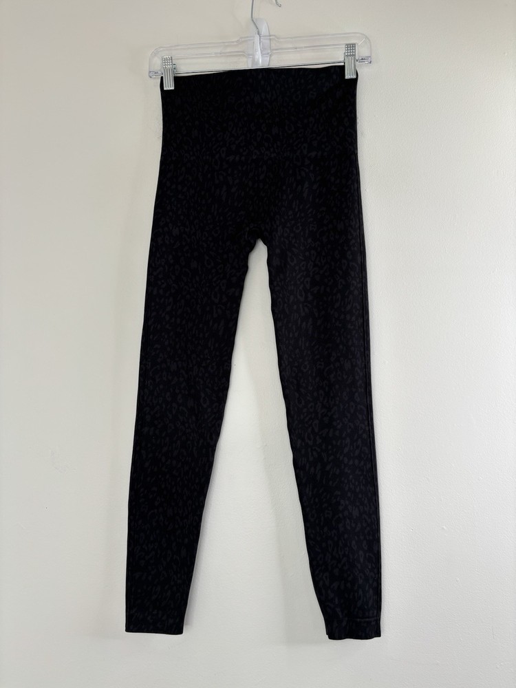 Spanx Womens Medium Black Print Leggings with Elastic Waist 24x24