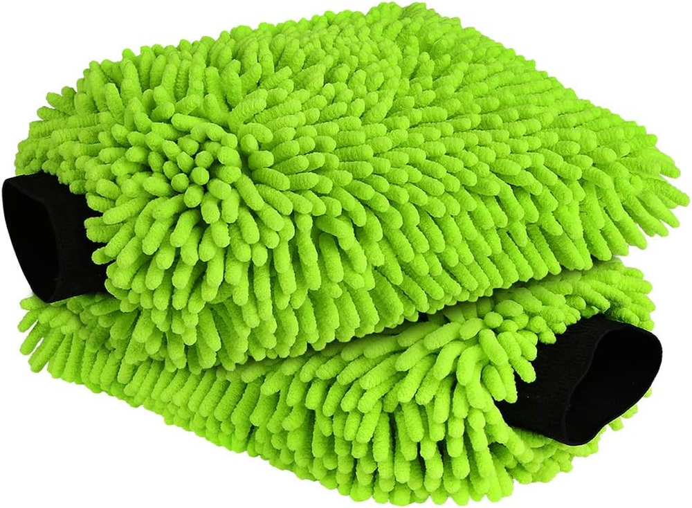 Premium 2PK Scratch-Free Microfiber Car Wash Mitt - Lint-Free Chenille