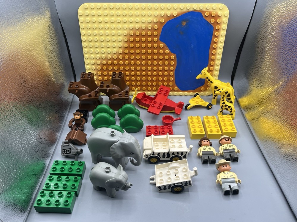 Vintage Lego Duplo Savannah Animals Set with Airplane and Figures