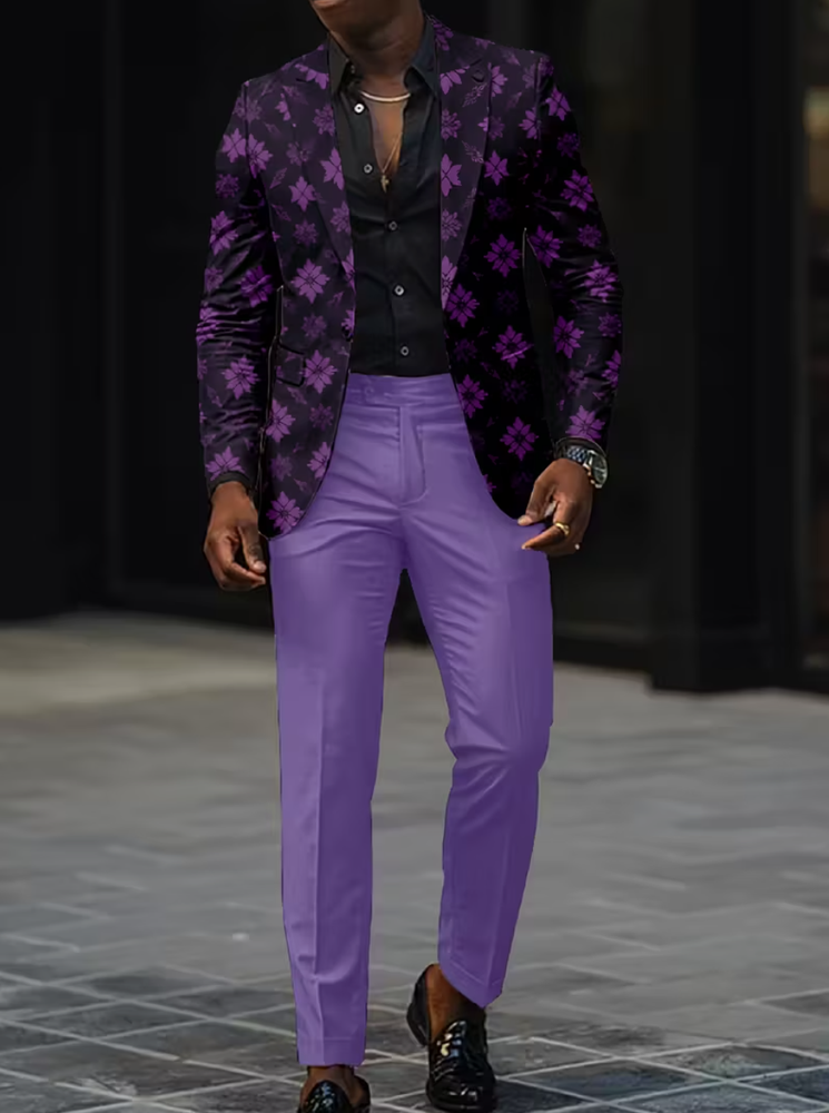 Men's Slim Fit Nightclub Style Two-Piece Suit, Fashion Party Western-style Suit