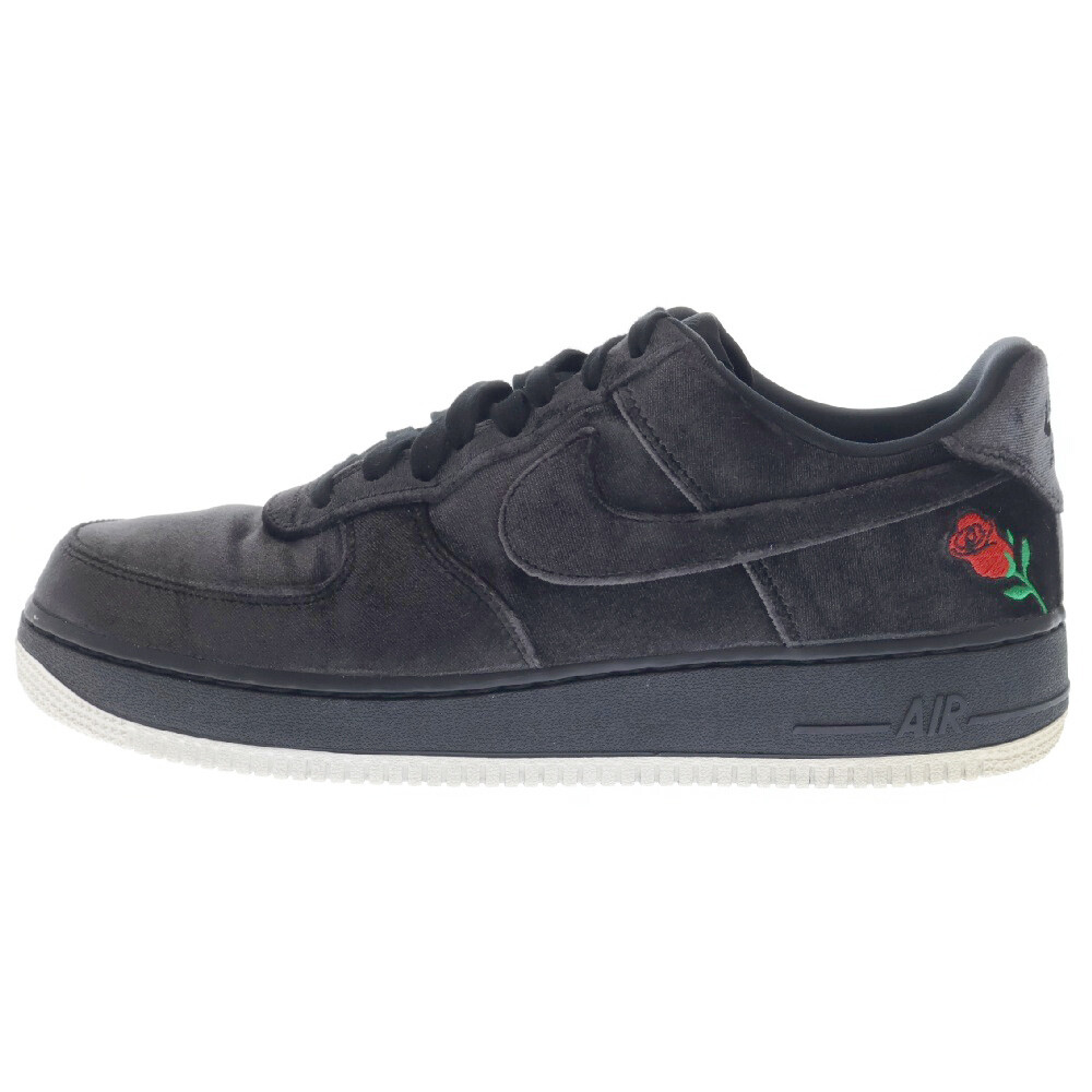 NIKE Men 10.0US   Air Force 1 Low Rose Velvet Cut Sneakers Black Ah8462-003 Us10