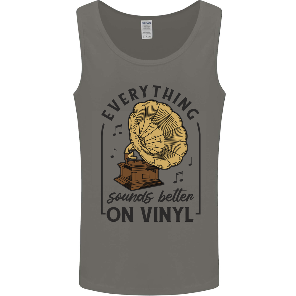 Music Sounds Better on Vinyl Records DJ Mens Vest Tank Top