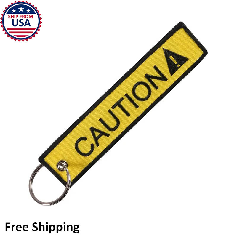 Caution Sign Cool Meme Car Racing Auto Motorcycle Unisex Key Chain Jet Bag Tag
