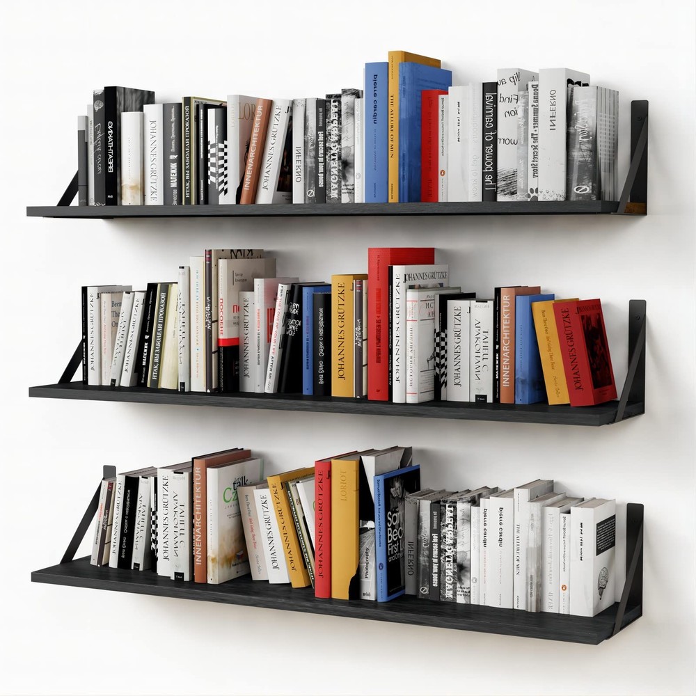 36-Inch Floating Shelves Set of 3 - 8-Inch Deep Wall Shelves for Bedroom Storage