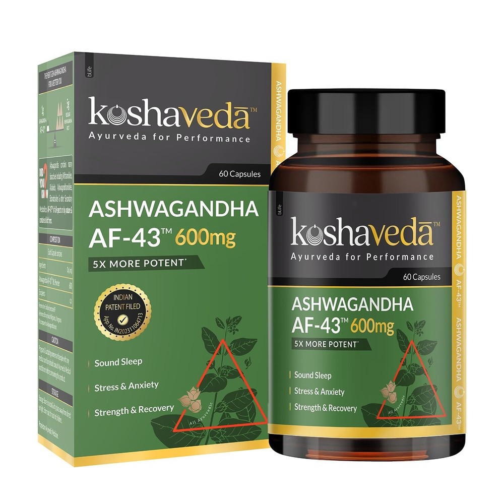 Koshaveda Ashwagandha | 600mg - 60 Capsules| Strength| Stree| Recovery|