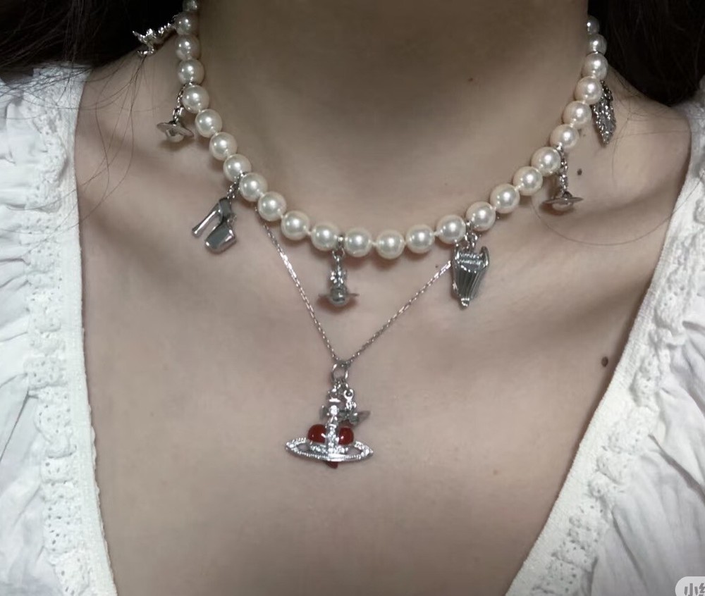 Vivienne Westwood Multi Mix Pendants Pearl Necklace Chocker With  Box