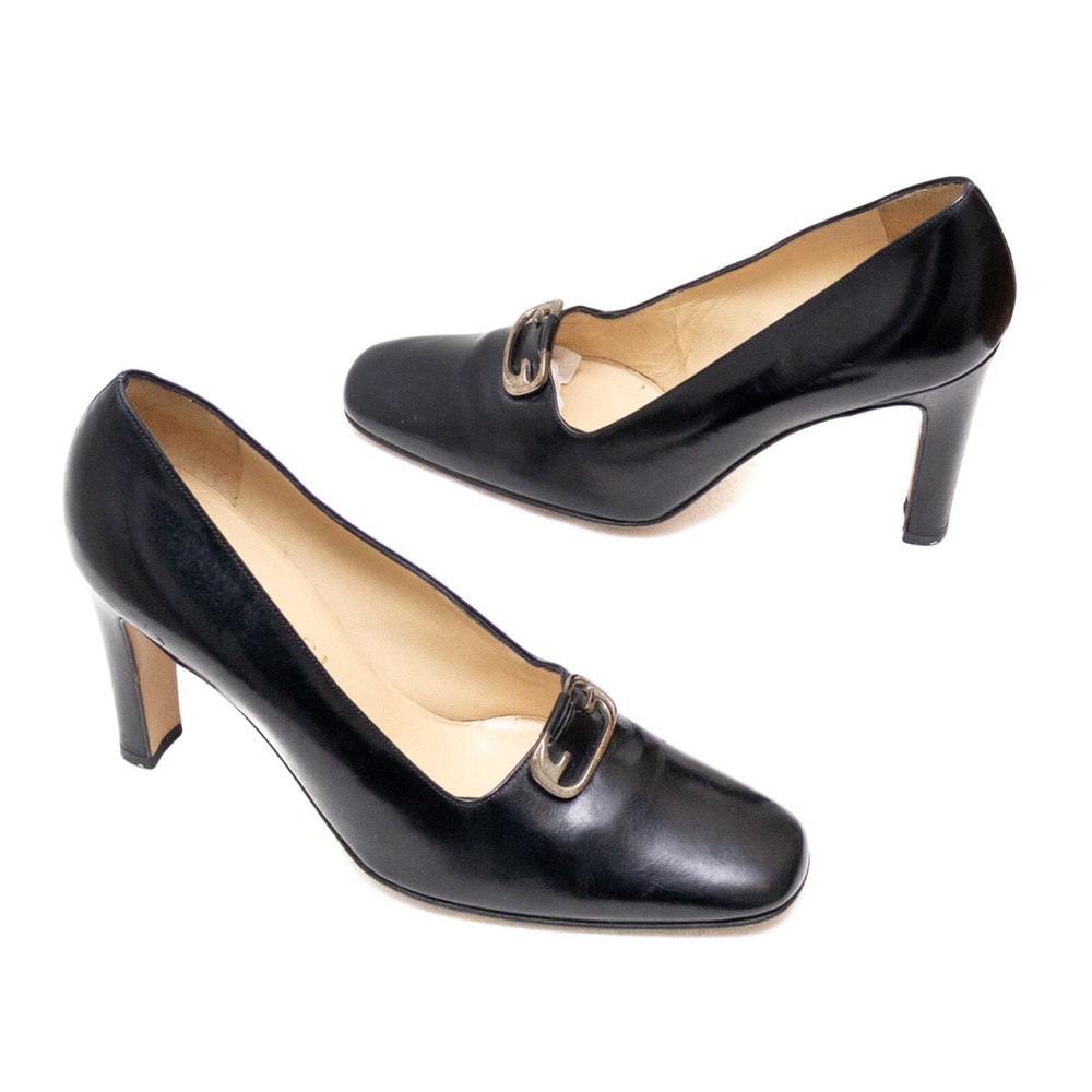 Gu. Gucci Black Leather Horsebit Heels US6 – High Shine Enamel Pumps  