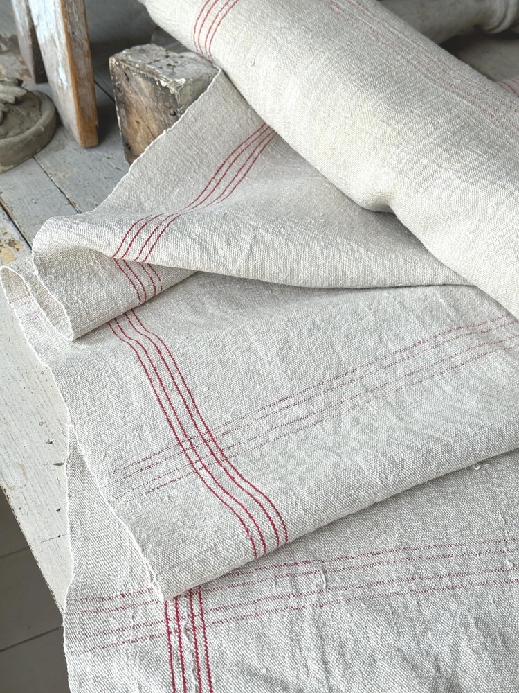 7.5 yards Nubby fabric handwoven homespun hemp Grainsack linen organic natural