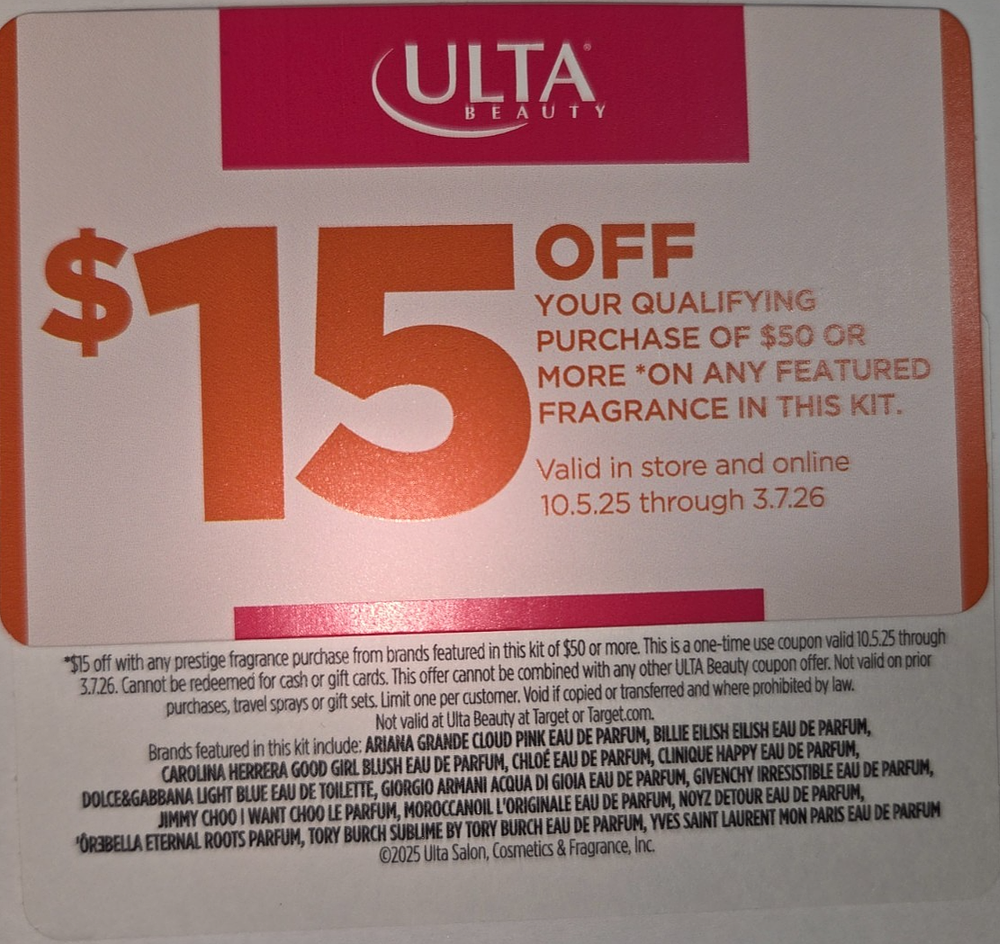 $15.00 off SELECT Fragrance Coupon at Ulta Beauty #2-image