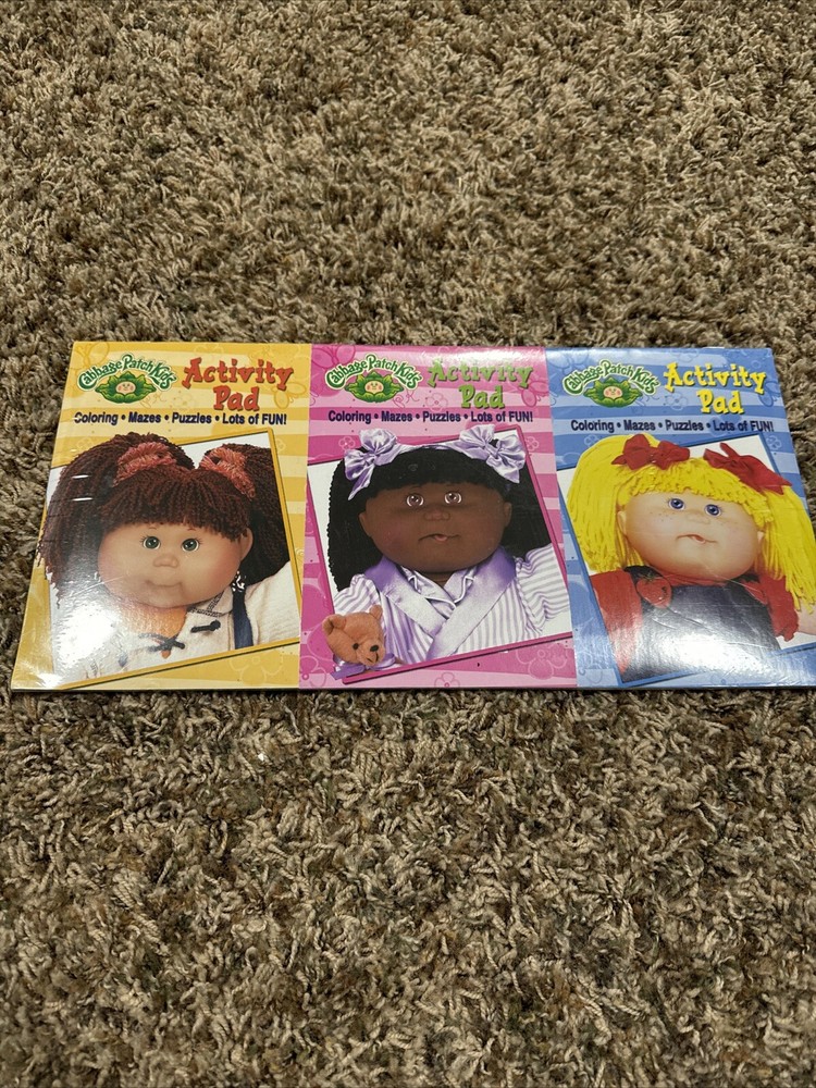 Set of 3 CABBAGE PATCH KIDS Activity Pads - Coloring Mazes Puzzles NISP