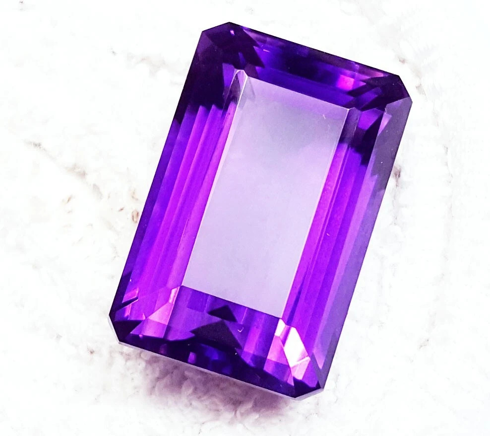 64 Ct Natural Purple Amethyst Emerald Cut Certified Gemstone Brazil