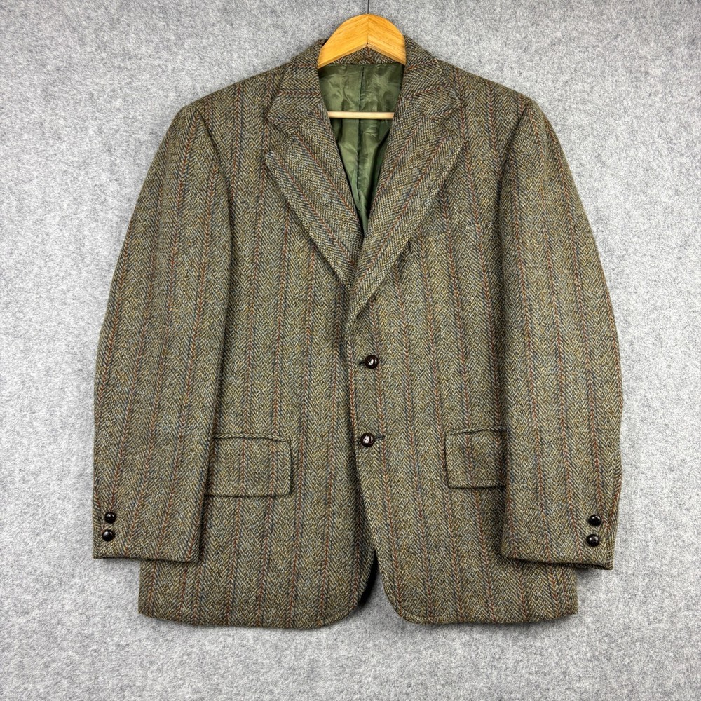 Vintage 1960s Harris Tweed Jacket Mens 42R Scottish Wool Herringbone Ivy Blazer