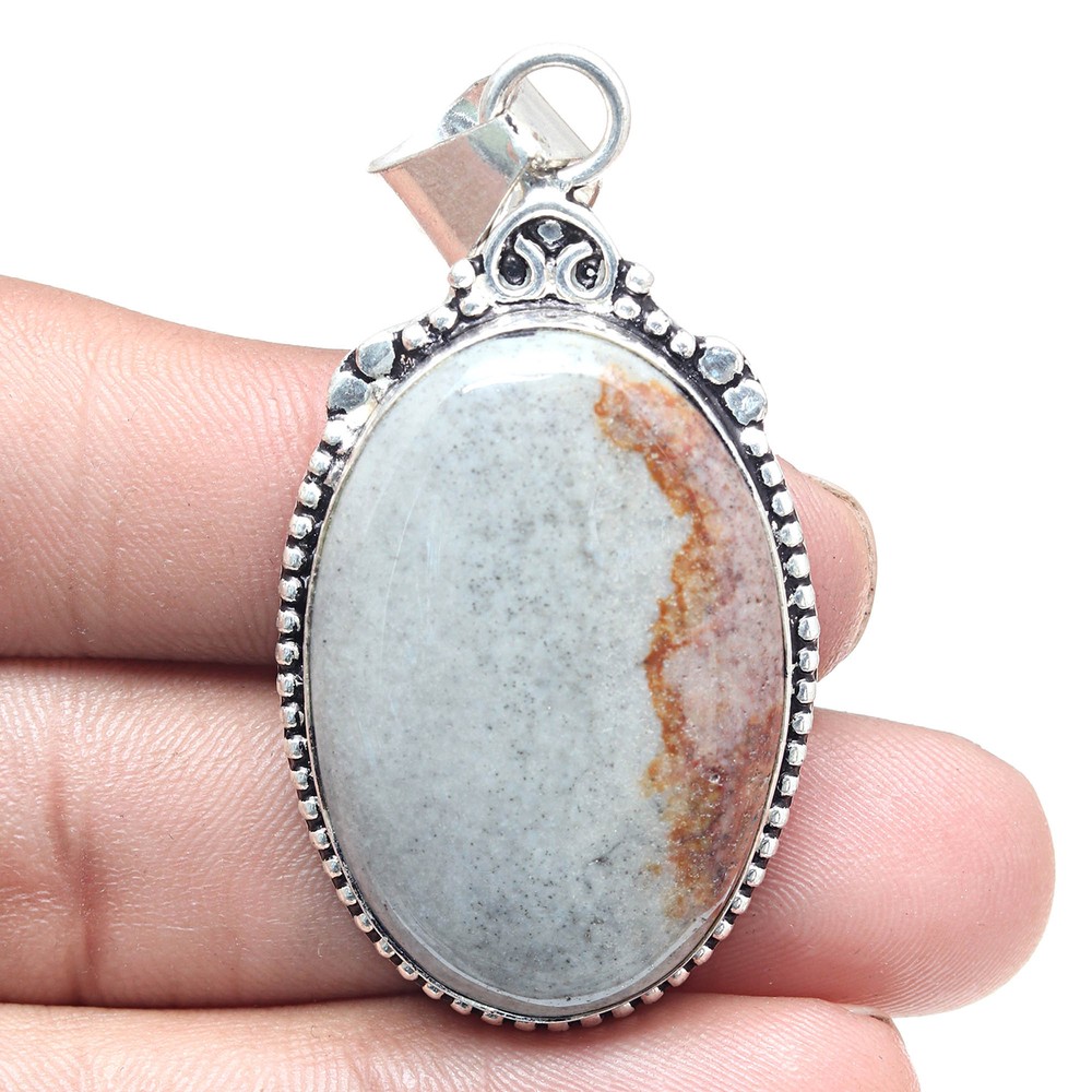 American Jasper Gemstone Pendant Silver Jewelry Valentine's Gift 2.25 Inch-image