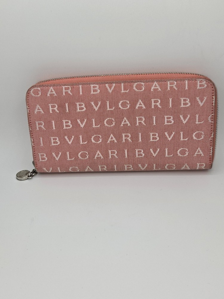 Bvlgari Pink Monogram Canvas Zip Wallet Luxury Logo Design