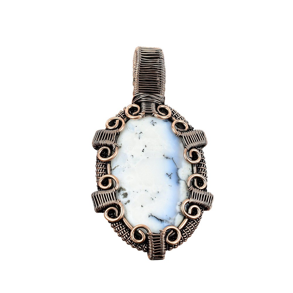 Natural Dendrite Opal Copper Pendant for Mom Wedding Christmas Gift-image