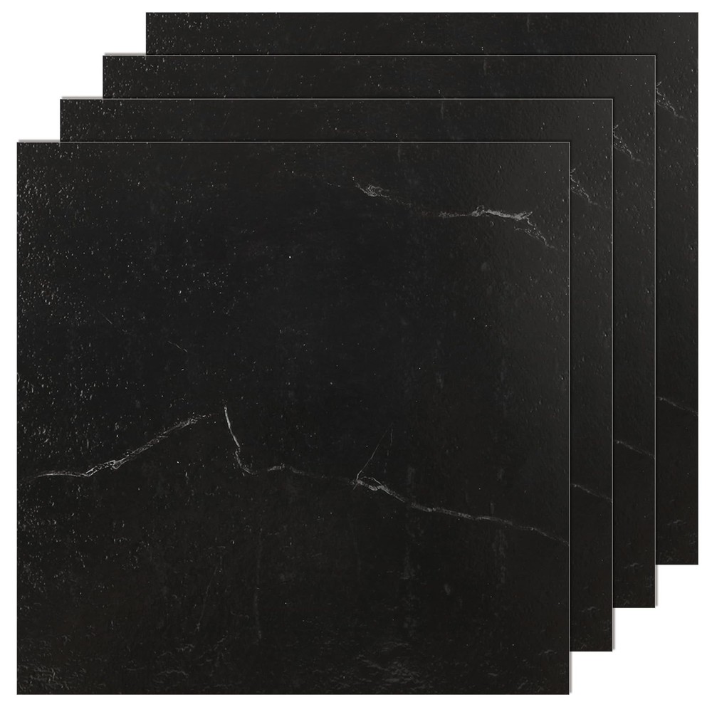 40 Sheet 12x12 Black Marble Peel & Stick Vinyl Floor Tile Waterproof