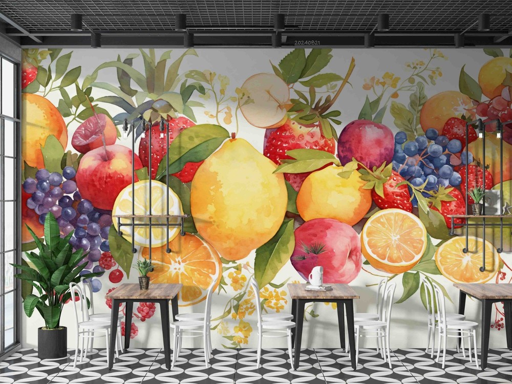 3D Fruit Watercolor Wall Murals Wallpaper Murals Wall Sticker 32