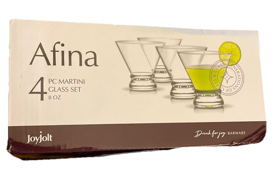 JoyJolt Afina Stemless Martini Glasses Set of 4, 8 oz Heavy Base Cocktail Glass