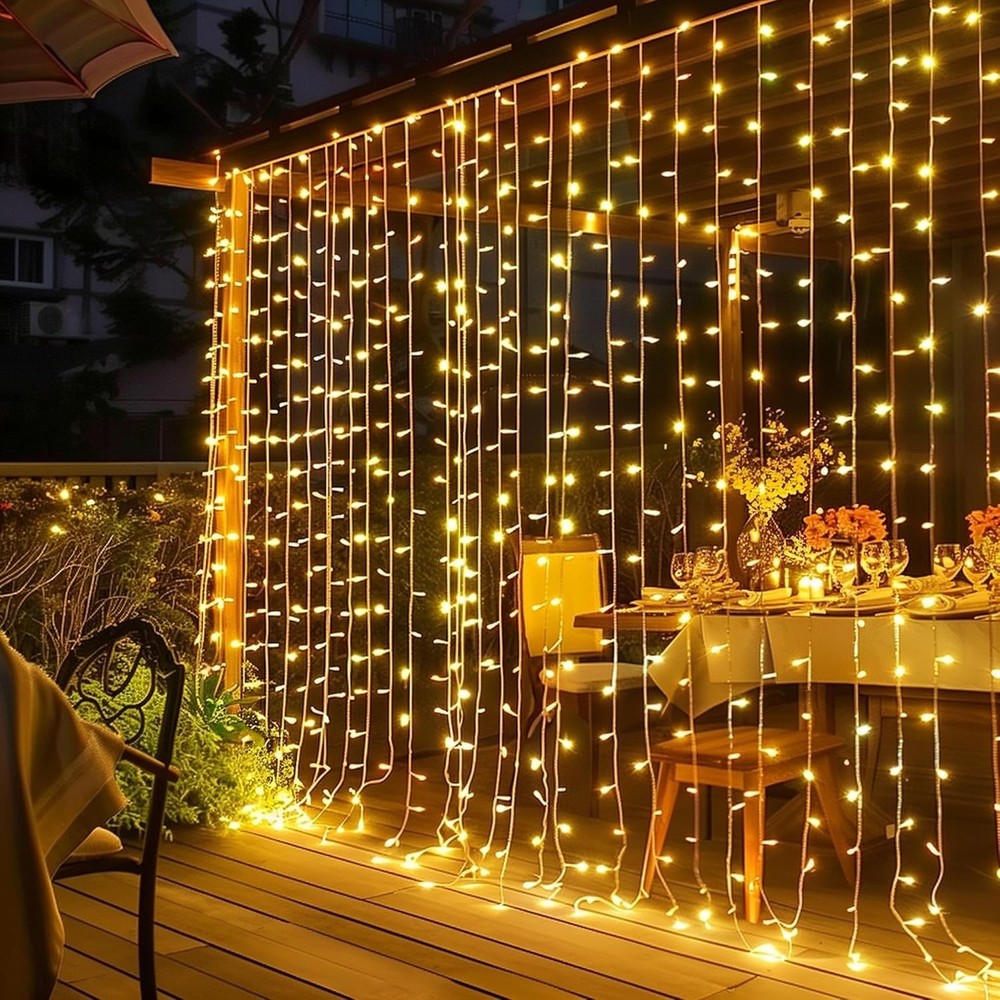 300 LED Curtain Lights, Plug in Fairy Curtain Lights for Bedroom,