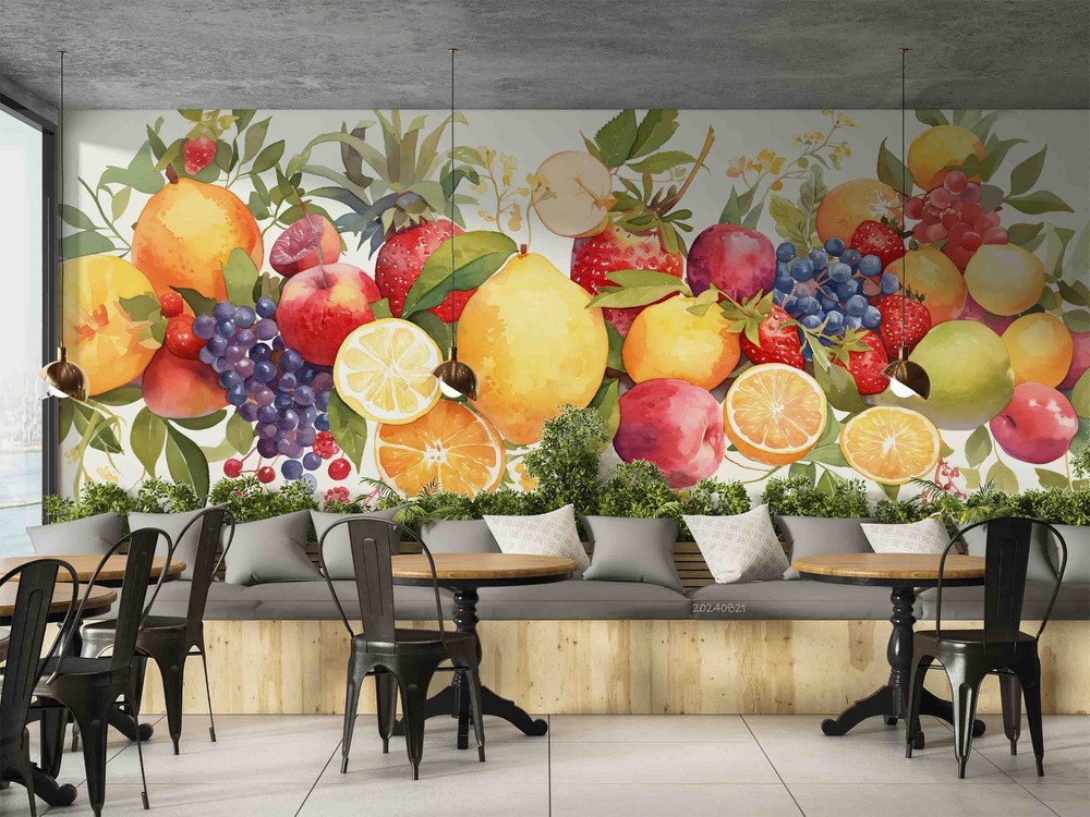 3D Fruit Watercolor Wall Murals Wallpaper Murals Wall Sticker 33