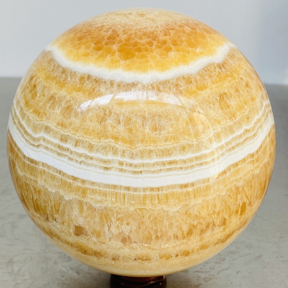 Natural Yellow Calcite Sphere Quartz Crystal Polished Ball Reiki Healing 4360G