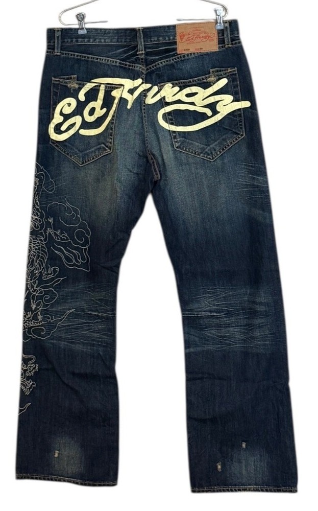 Ed Hardy by Christian Audigier Men's Dragon Embroidered Jean Blue 36 x 32 NWOT