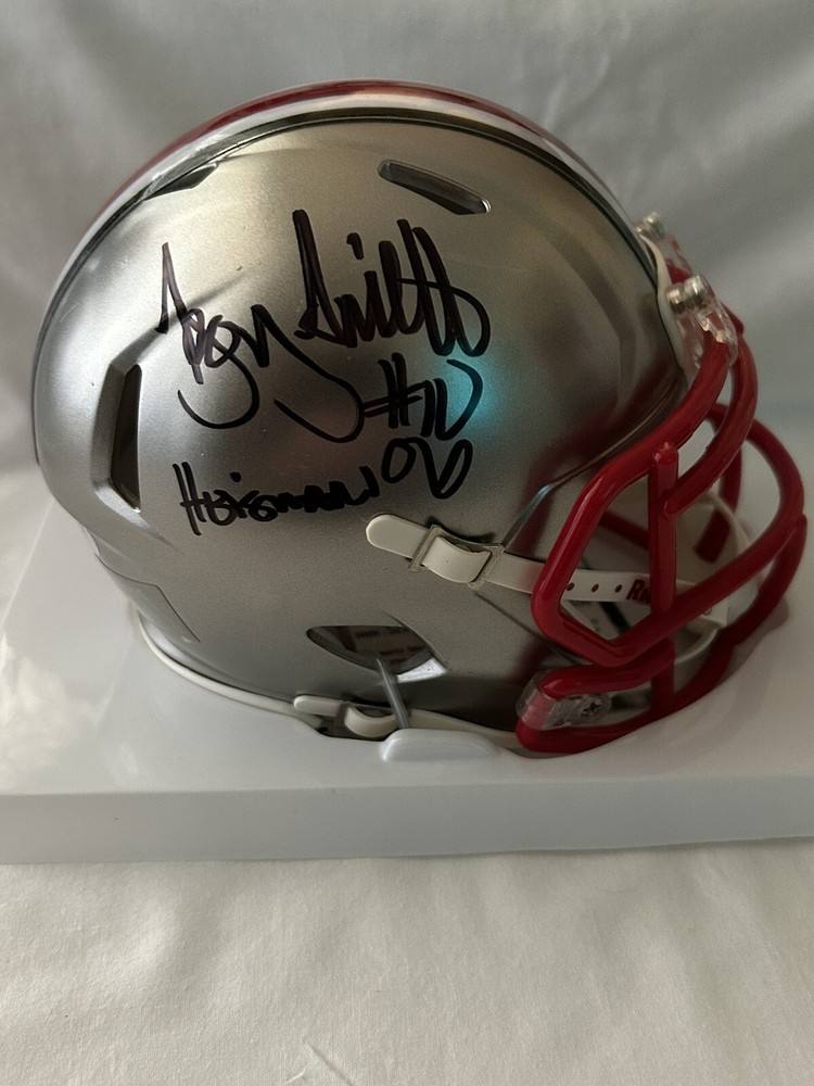 TROY SMITH  “Heisman 06” Script Ohio State signed Mini Helmet Schwartz COA