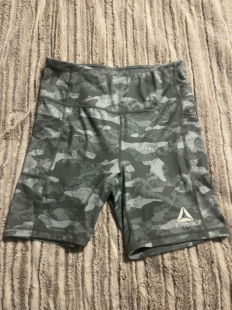 NWOT Reebok Biker Shorts Green Camo