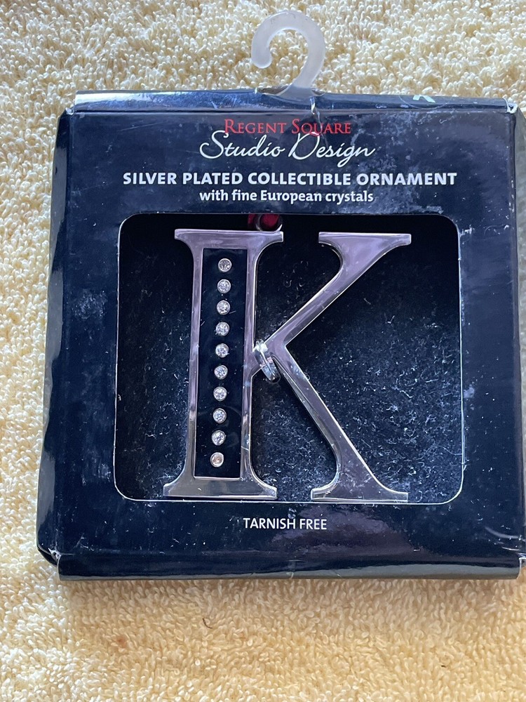 Regent Square Silver Plated Initial K Christmas Tree Ornament New