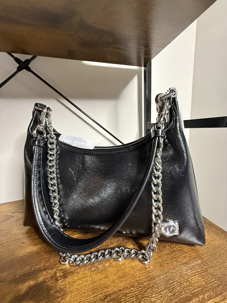 Coach Juliet Black Leather Shoulder Bag Gold Hardware