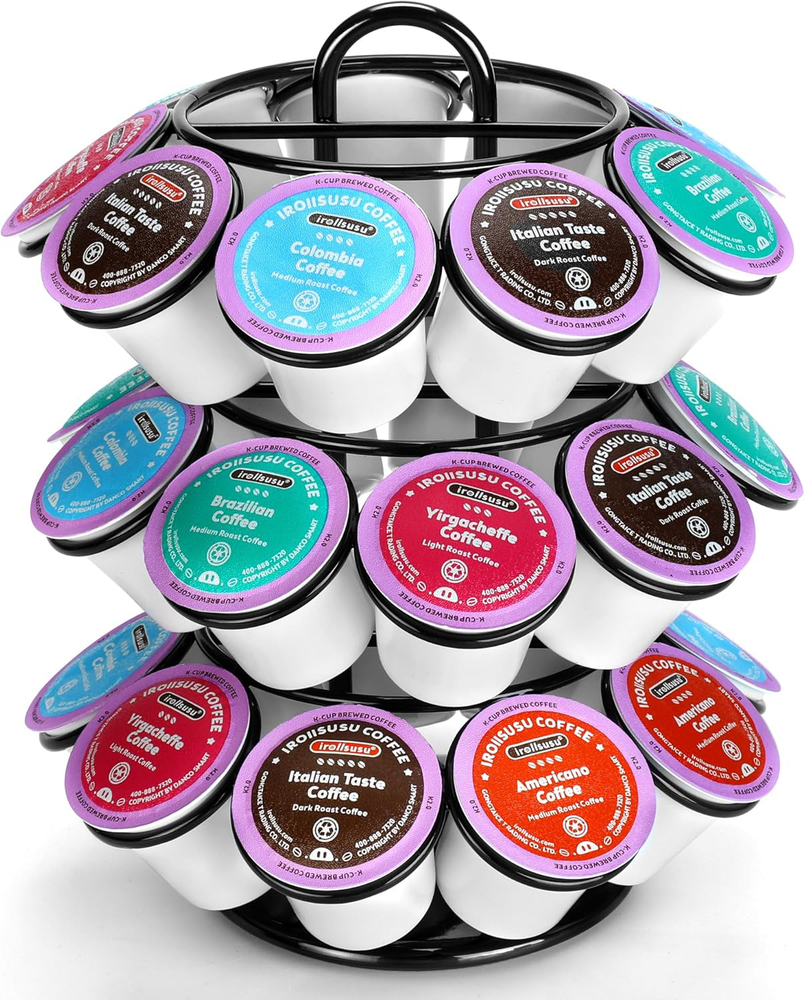 Coffee Pod Holder, K Cup Holders, 3 Tier Coffee Pod Carousel Compatible with K