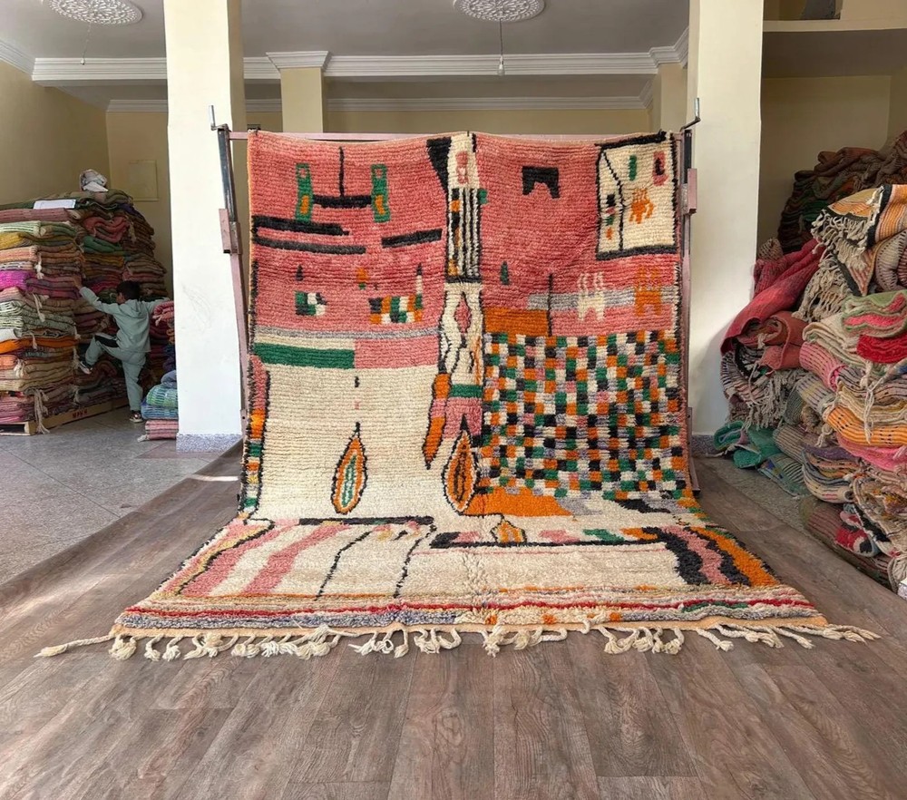 Handwoven Moroccan Berber Wool Rug Color Multicolor Handmade Design Carpet Rug