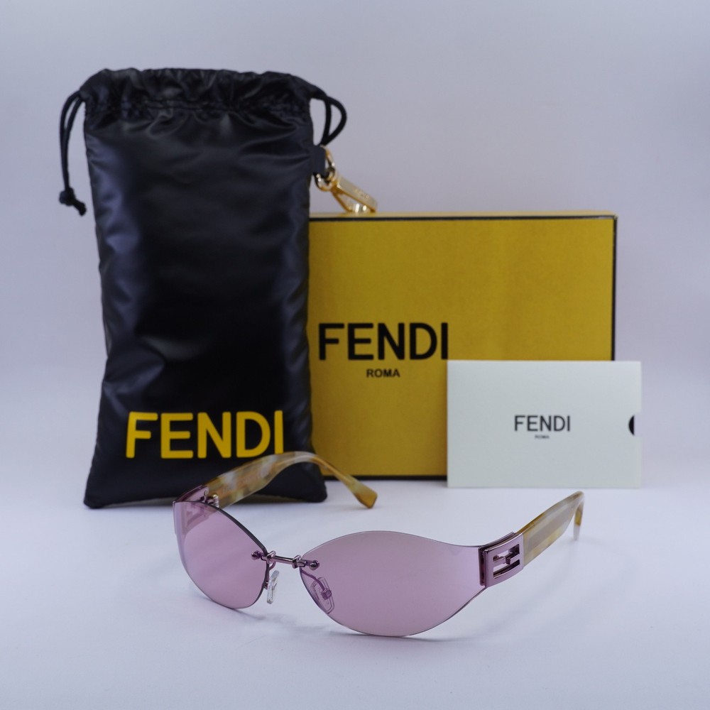 Fendi FE40159U 74Z Shiny Rose Violet Mirror Sunglasses 74-14-115 Authentic