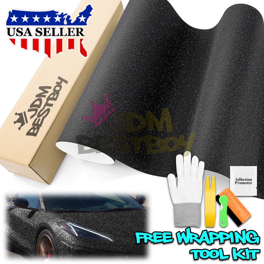 Premium Ultra Diamond Glitter Matte Black Vinyl Wrap for Cars DIY